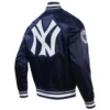 New York Yankees Retro Classic Full-Snap Navy Satin Varsity Jacket 3