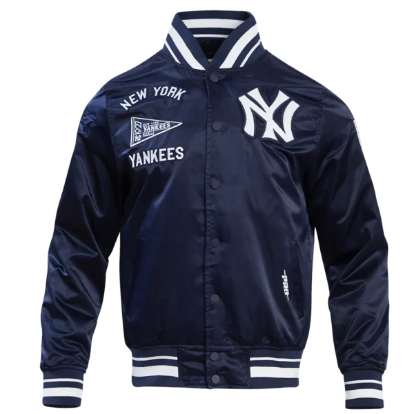 New York Yankees Retro Classic Full-Snap Navy Satin Varsity Jacket