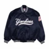 New York Yankees Ribbed Knitted Full-Snap Satin Varsity Jacket