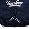 New York Yankees Ribbed Knitted Full-Snap Satin Varsity Jacket 8