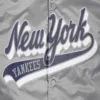 New York Yankees Script Tail Rib Satin Varsity Gray Jacket 3