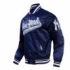 New York Yankees Script Tail Satin Varsity Navy Jacket 2