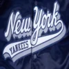 New York Yankees Script Tail Satin Varsity Navy Jacket 4