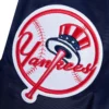 New York Yankees Script Tail Satin Varsity Navy Jacket 5