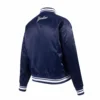 New York Yankees Script Tail Women’s Navy Satin Varsity Jacket 2