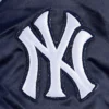 New York Yankees Script Tail Women’s Navy Satin Varsity Jacket 4