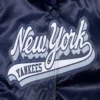 New York Yankees Script Tail Women’s Navy Satin Varsity Jacket 5
