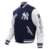 New York Yankees Script Tail Wool & Leather Varsity Jacket