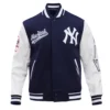 New York Yankees Script Tail Wool & Leather Varsity Jacket 2