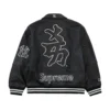 New York Yankees Supreme Kanji Black Leather Jacket 1