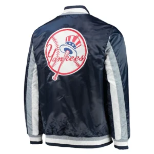 New York Yankees The Ace Navy Satin Varsity Navy Jacket 1