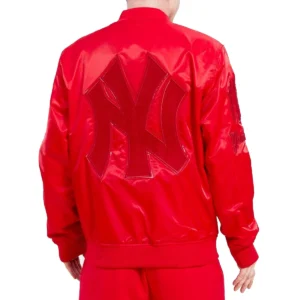 New York Yankees Triple Red Full-Snap Satin Varsity Red Jacket 1