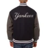 New York Yankees Two Tone Handcrafted Logo Wool Jacket – BlackGray 1