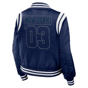 New York Yankees Women’s Full-Zip Bomber Varsity Jacket – Navy 1