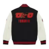 OVO X Toronto Raptors Black Cream Wool and Leather Varsity Jacket 1