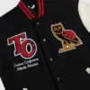 OVO X Toronto Raptors Black Cream Wool and Leather Varsity Jacket 2