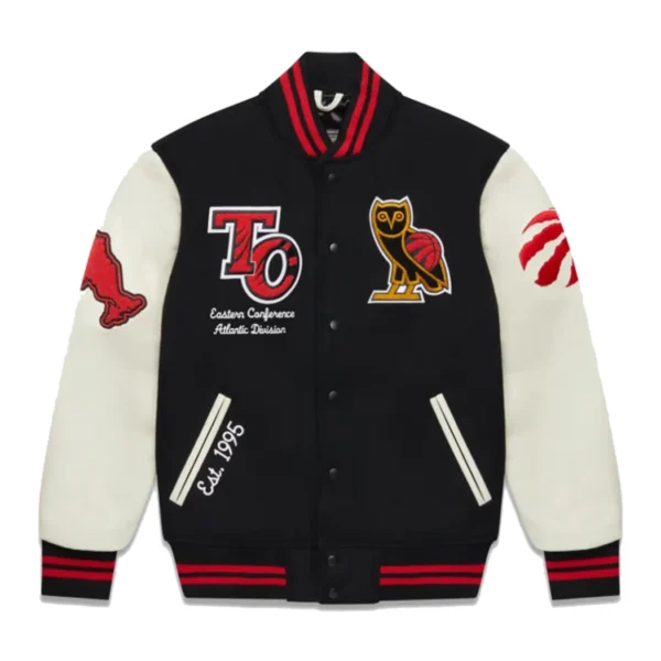 OVO X Toronto Raptors Black Wool Varsity Jacket