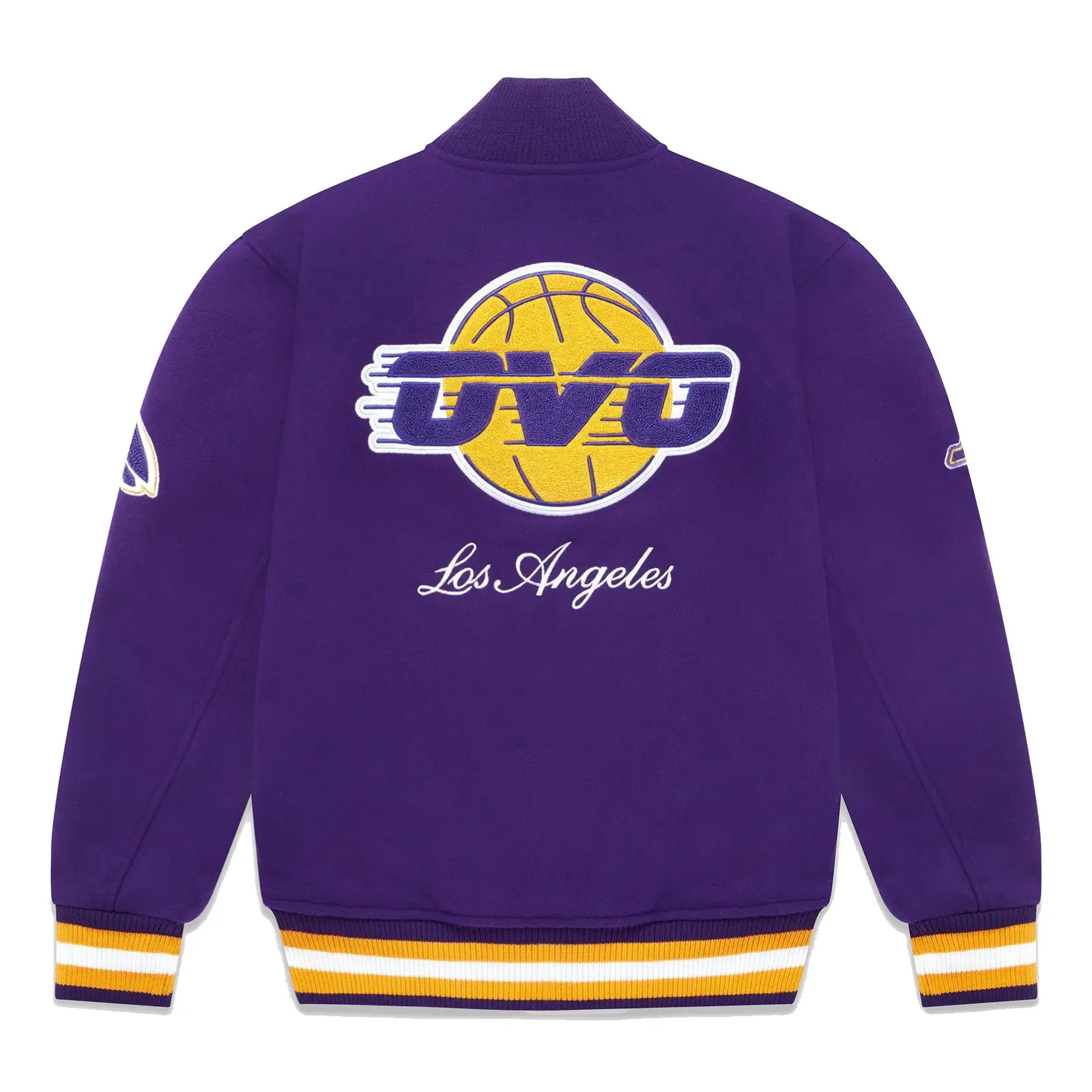 OVO x NBA Lakers Full Wool Purple Varsity Jacket 1