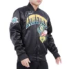 Oakland Athletics Hometown Full-Snap Satin Varsity Black Jacket 2