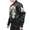 Oakland Athletics Hometown Full-Snap Satin Varsity Black Jacket 3