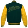 Oakland Athletics Letterman Wool & Leather Varsity GreenYellow Jacket 1