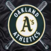 Oakland Athletics Mashup Rib Knitted Satin Varsity Black Jacket 4