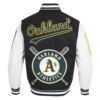 Oakland Athletics Mashup Wool & Leather Varsity Jacket – BlackWhite 1