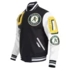 Oakland Athletics Mashup Wool & Leather Varsity Jacket – BlackWhite 2