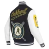 Oakland Athletics Mashup Wool & Leather Varsity Jacket – BlackWhite 3