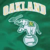 Oakland Athletics Retro Classic Women’s Full-Snap Satin Green Varsity Jacket 4