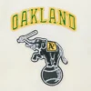 Oakland Athletics Retro Classic Women’s Full-Snap White Satin Varsity Jacket 5
