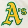 Oakland Athletics Retro Classic Women’s Full-Snap White Satin Varsity Jacket 6
