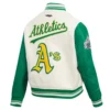 Oakland Athletics Retro Classic Women’s Wool & Leather Varsity CreamGreen Jacket 3