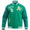 Oakland Athletics Retro Classic Wool & Leather Green Varsity Jacket