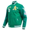 Oakland Athletics Retro Classic Wool & Leather Green Varsity Jacket 2