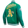 Oakland Athletics Retro Classic Wool & Leather Green Varsity Jacket 3