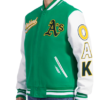 Oakland Athletics Script Tail Rib Wool Leather Varsity Jacket 1