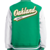 Oakland Athletics Script Tail Rib Wool Leather Varsity Jacket 2