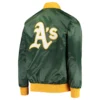 Oakland Athletics The Ambassador Green Satin Varsity Jacket 1