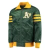 Oakland Athletics The Captain II Green Satin Varsity Jacket