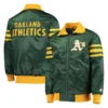 Oakland Athletics The Captain II Green Satin Varsity Jacket 3