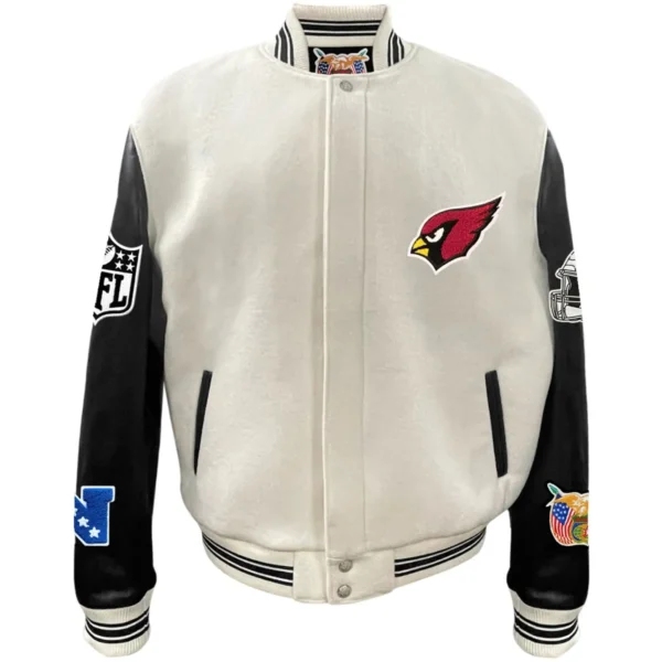 Off White Arizona Cardinals Jeff Hamilton Varsity Jacket