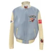 Oklahoma City Thunder Baby Blue and Cream Jacket