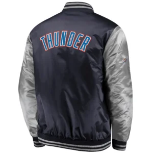 Oklahoma City Thunder Branded Iconic Tackle Twill Varsity Black Jacket 1