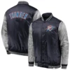 Oklahoma City Thunder Branded Iconic Tackle Twill Varsity Black Jacket 2