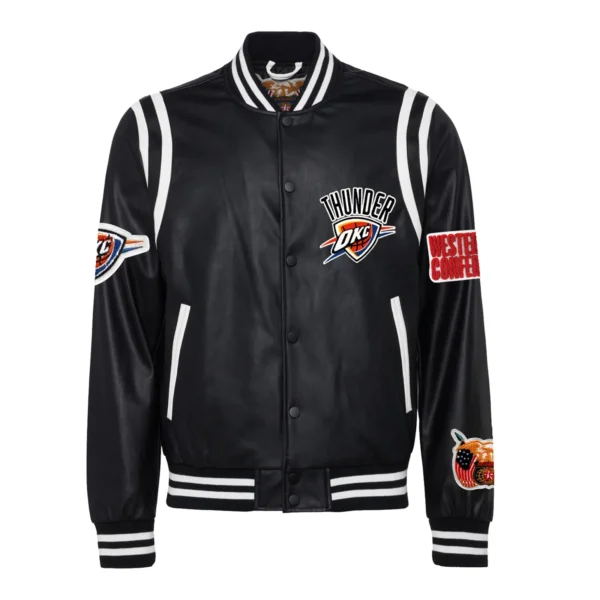 Oklahoma City Thunder Full Leather Black Varsity Jacket