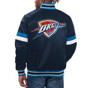 Oklahoma City Thunder Home Game Navy Blue Varsity Jacket 1