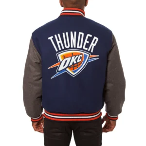 Oklahoma City Thunder Two Tone Navy Blue Varsity Jacket
