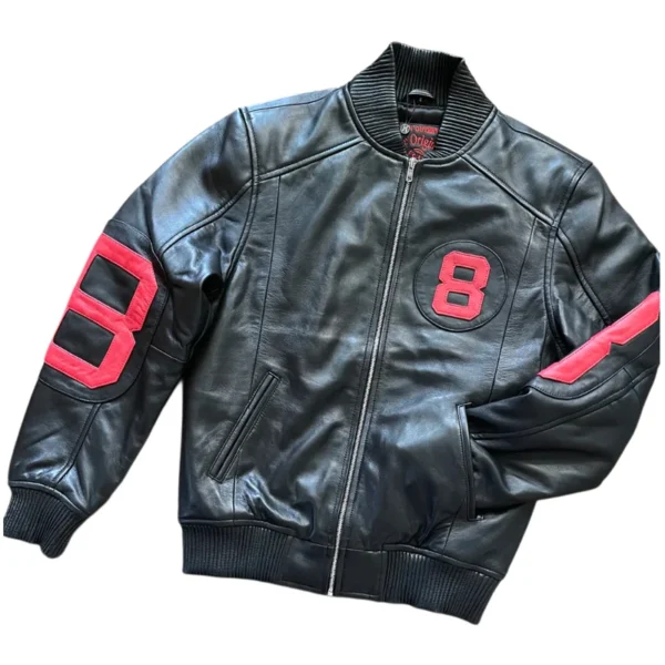 Original 8 Ball Black Men's Bomber Genuine Leather Jacket