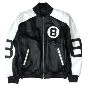 8 Ball Classic Black Bomber Leather Jacket